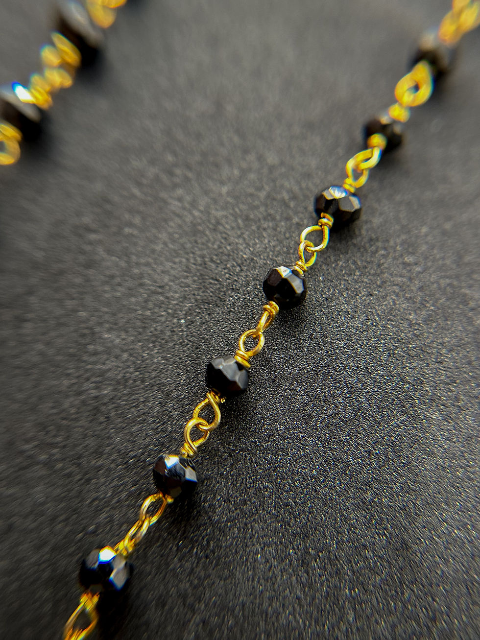 サムネイル： 【K14gf×br ブラックルチルクォーツ×ブラックスピネル】Chain ネックレス
