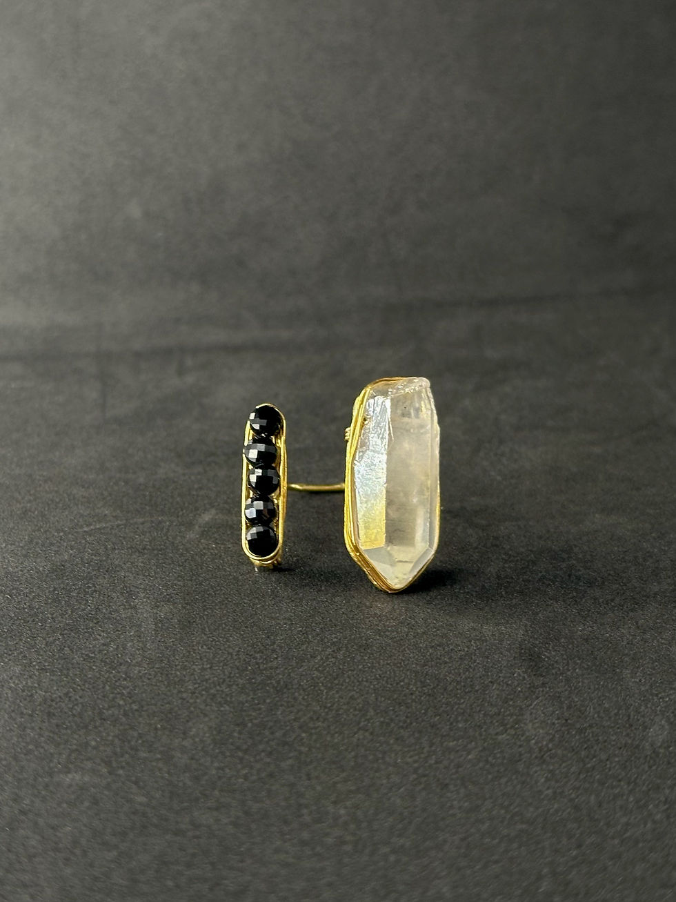 サムネイル： 【クリスタル×オニキス】Free size ring