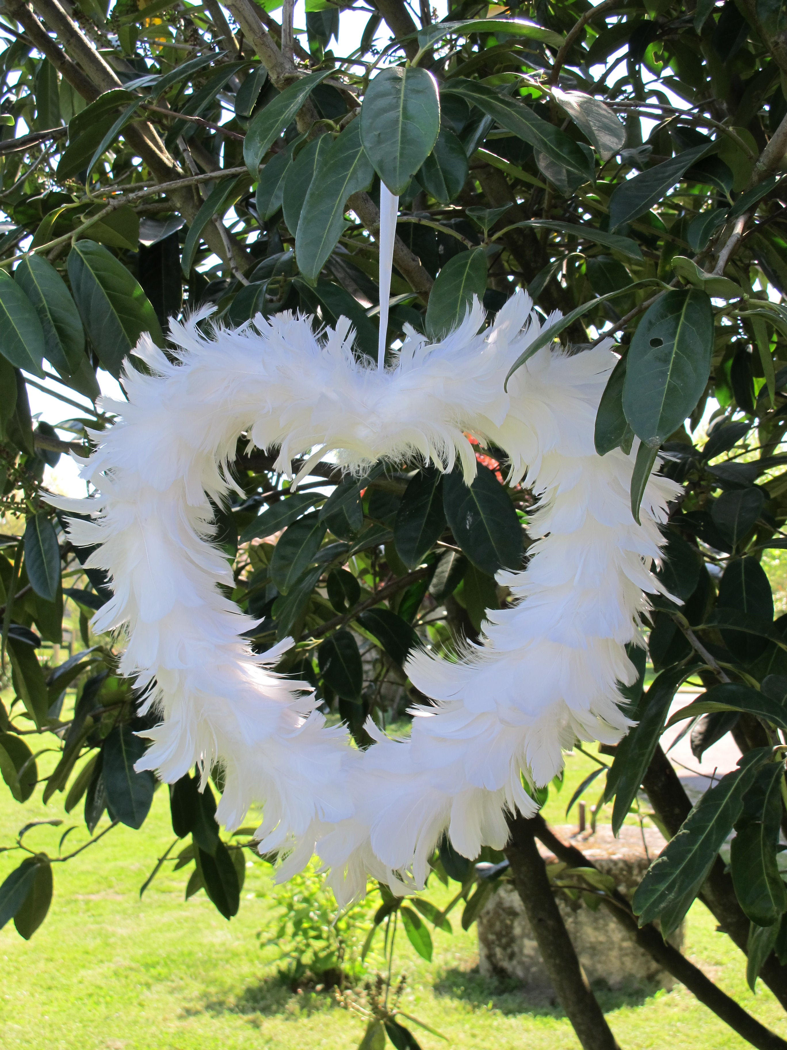 Lot de 10 coeurs blancs en plumes