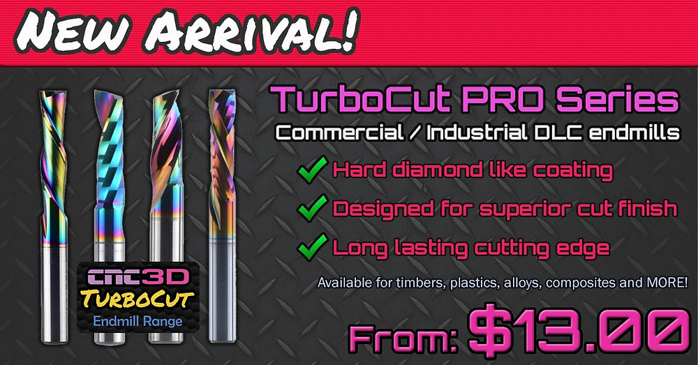 The new TurboCut PRO DLC range of endmills CNC3D Gold Coast QLD Australia