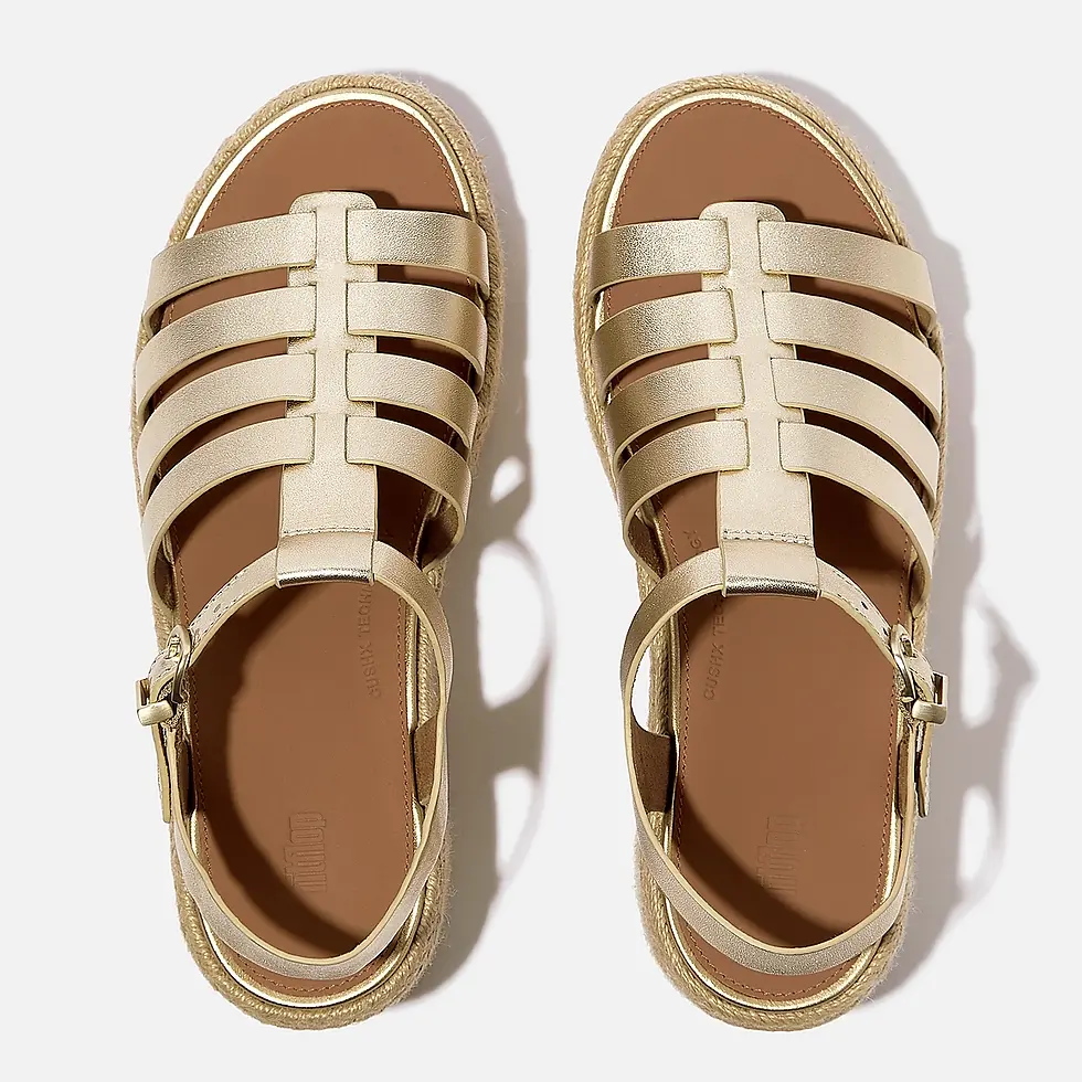 Miniatura: Sandalias con cuña de esparto PLATFFORM PLATINO Mod. JF5-675 FITFLOP