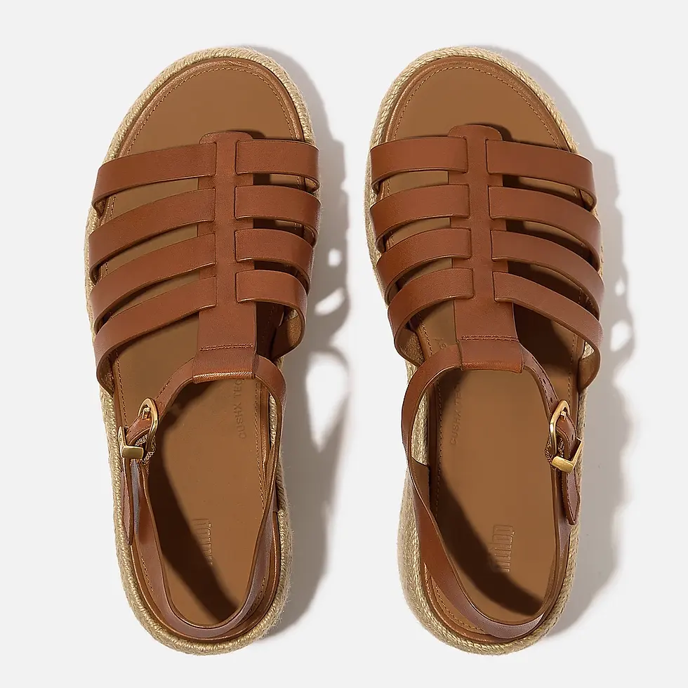 Miniatura: Sandalias con cuña de esparto PLATFFORM DEEP TAN Mod. JF5-C15 FITFLOP