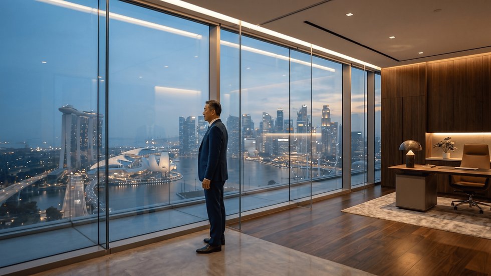 Senior leader in a reflective moment — executive coaching for leaders navigating complexity and organizational pressure, Singapore