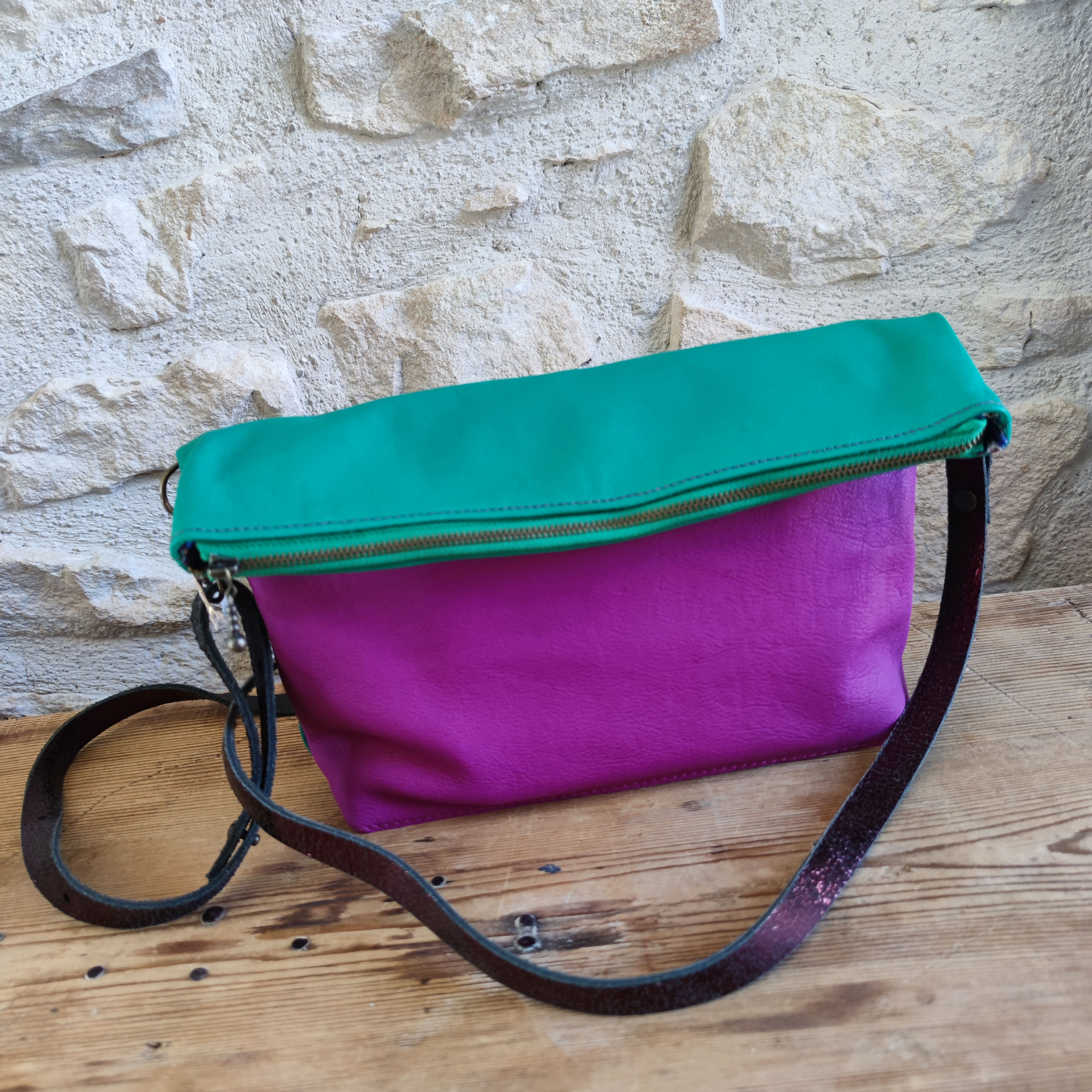 Pochette Romy vert et violine
