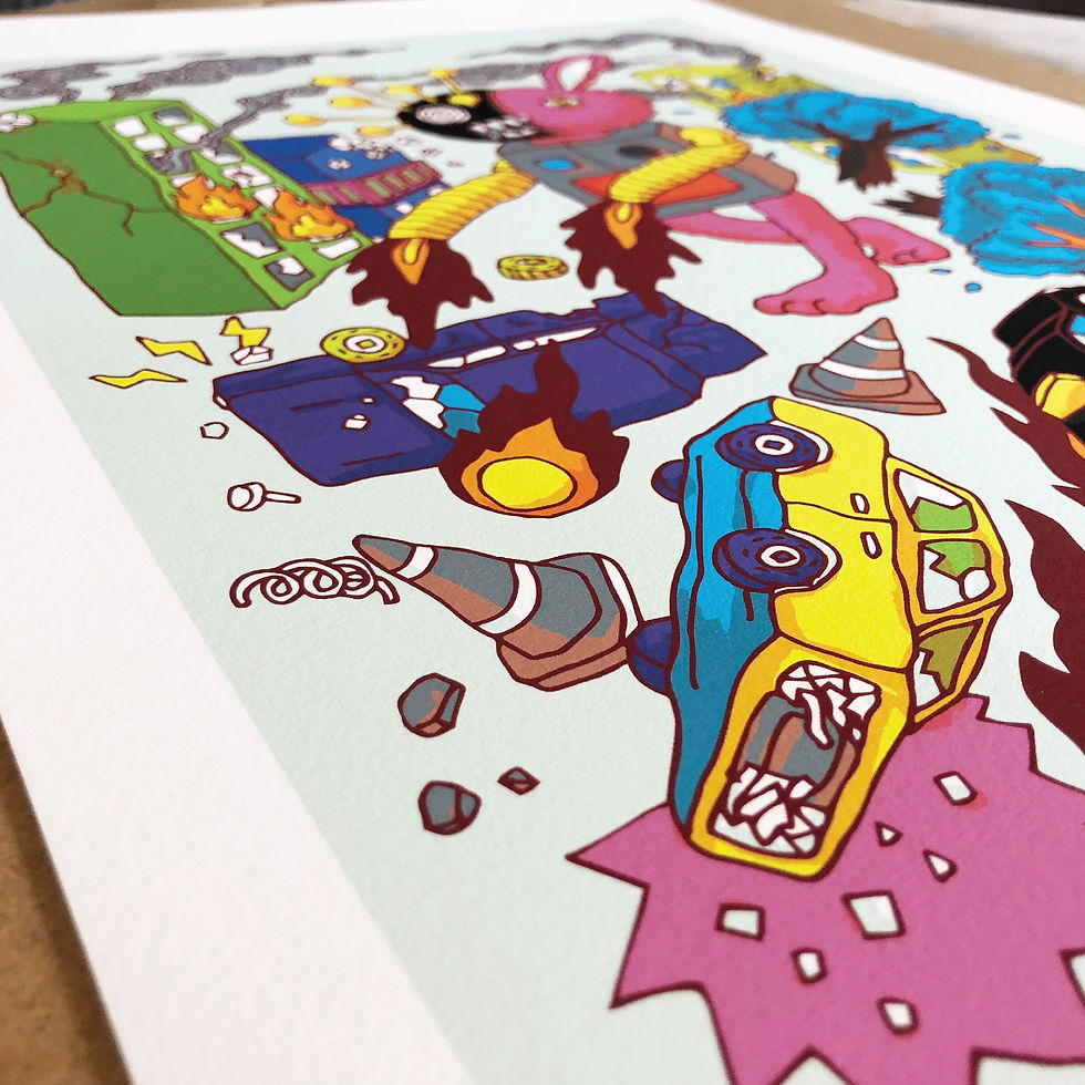 Thumbnail: "Robot Rabbit Attack" 13"x19" fine art print by Wilfred Y.