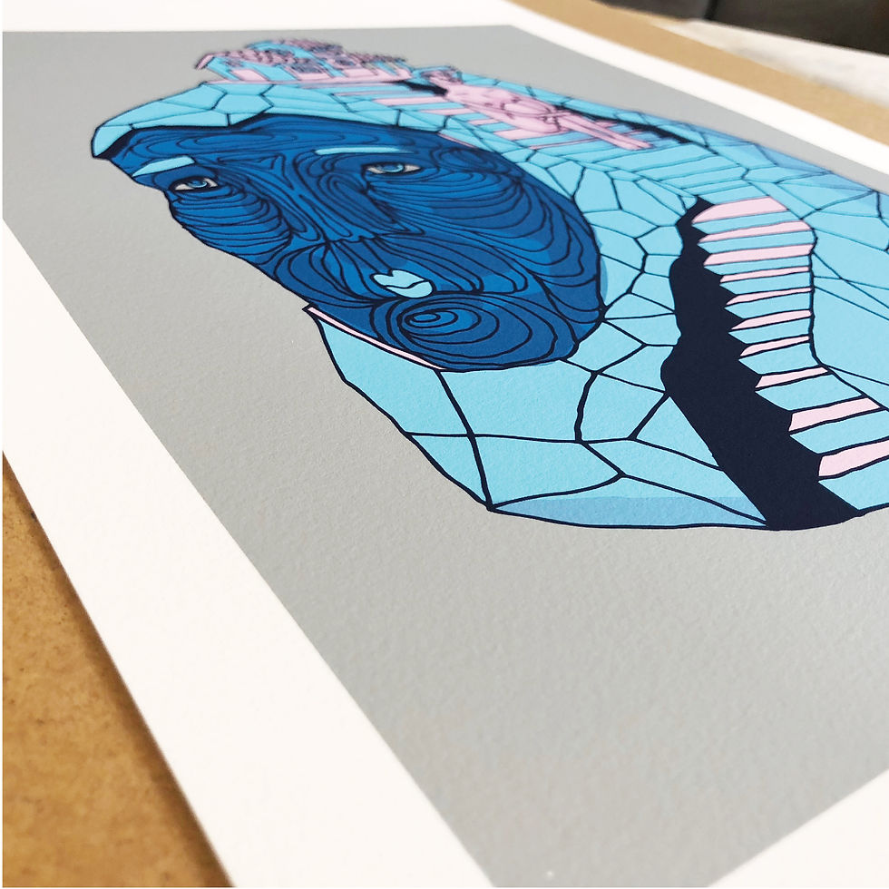 Thumbnail: "It's A Lonely Place On Your Head" 13"x19" fine art print by Wilfred Y.