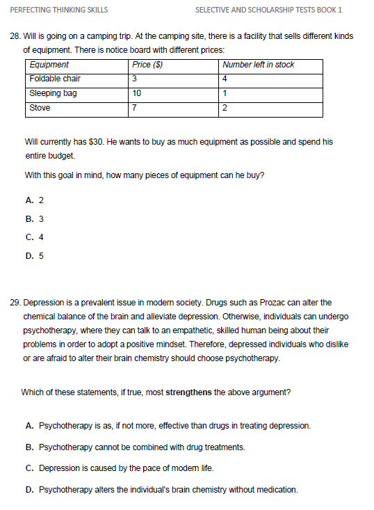 Thumbnail: Perfecting Thinking Skills Selective & Scholarship Tests Book 1