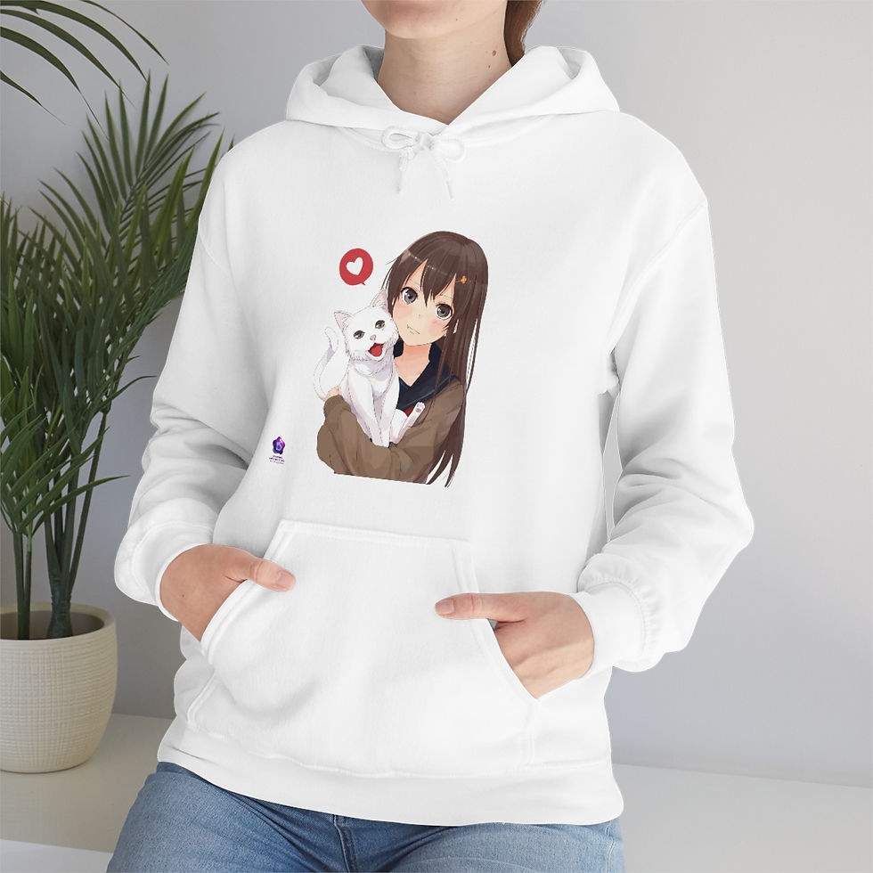Thumbnail: Anime Cute Cat Unisex Heavy Blend™ Hooded Sweatshirt