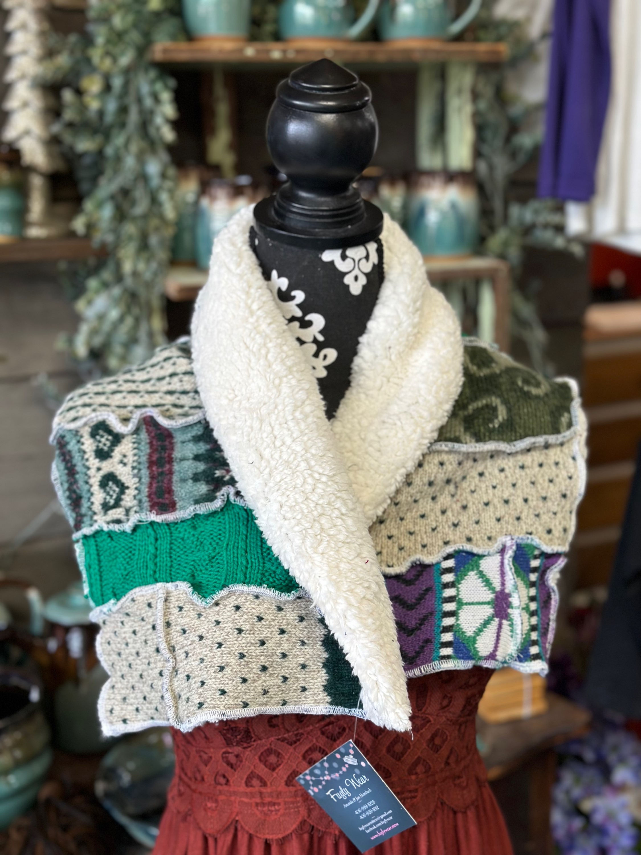 Wide width Sherpa lined sweater scarf