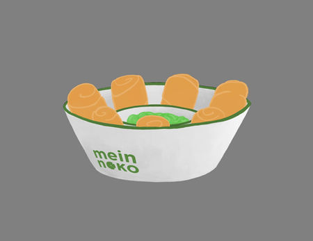 render de cuenco para tequeños con el logo del restaurante Mein Noko