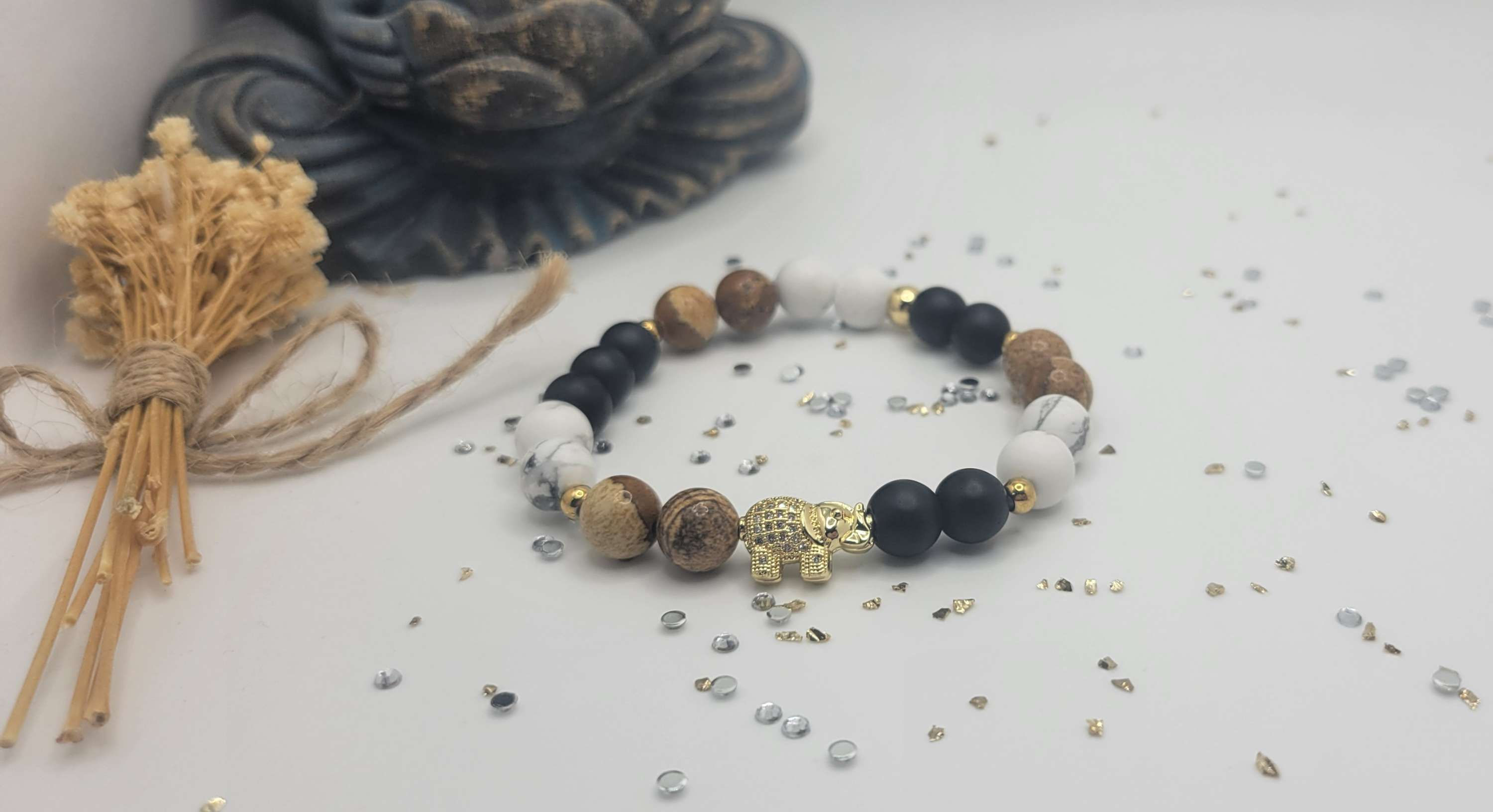 Bracelet Jaspe & Howlite or
