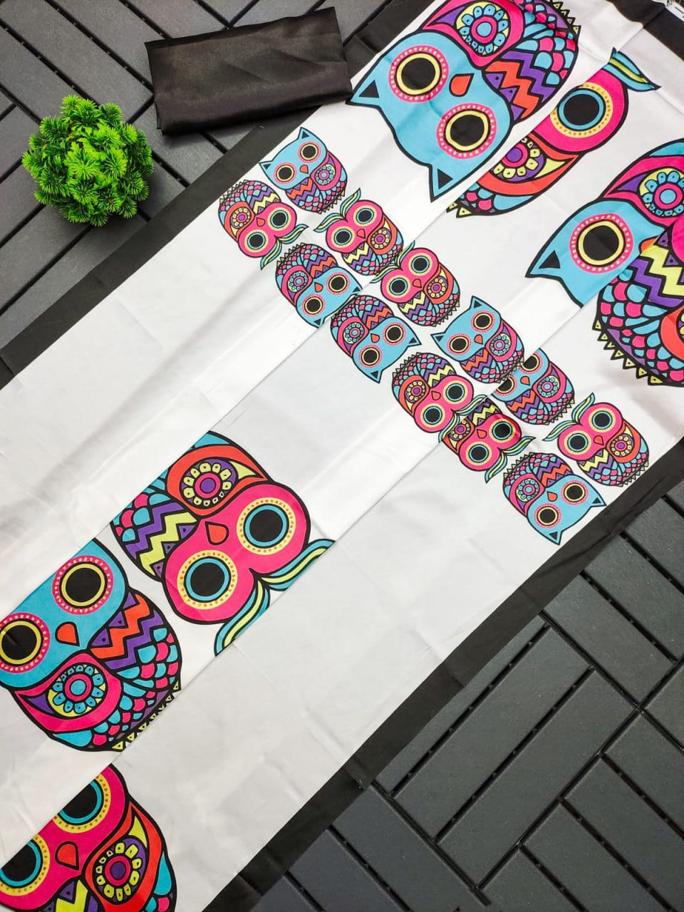 Pearl Owl Satin Saree