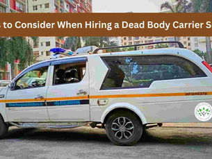 A white dead body carrier vehicle that carries a deceased coffin box for a funeral in Kolkata.