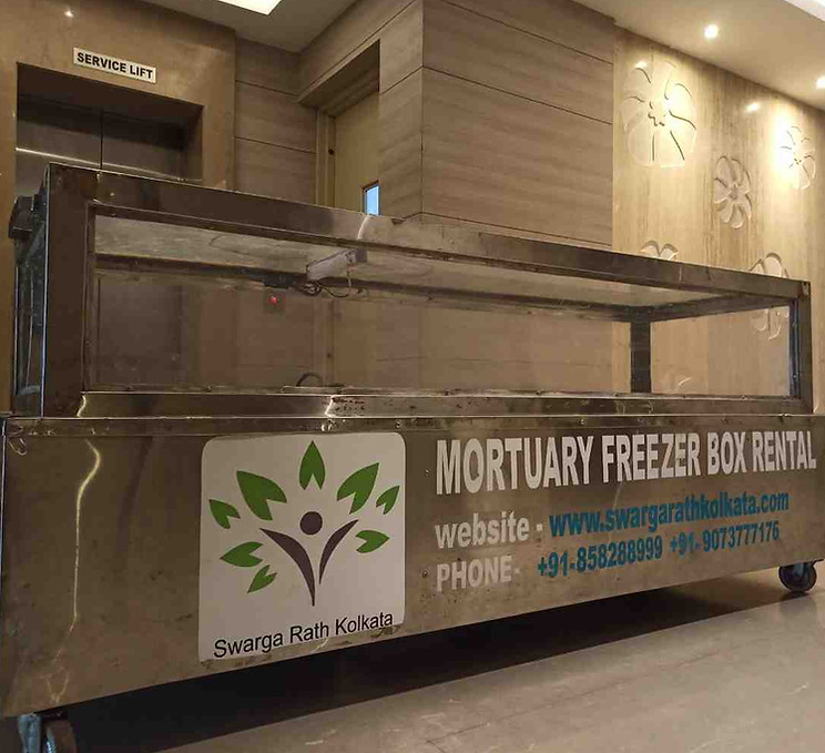 Mortuary freezer box rental service in Kolkata with portable dead body preservation unit by Swarga Rath Kolkata