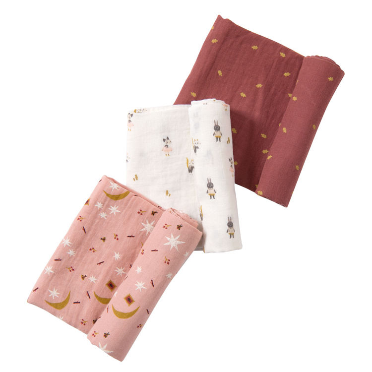 Thumbnail: Set of 3 organic cotton muslin covers, Après la pluie