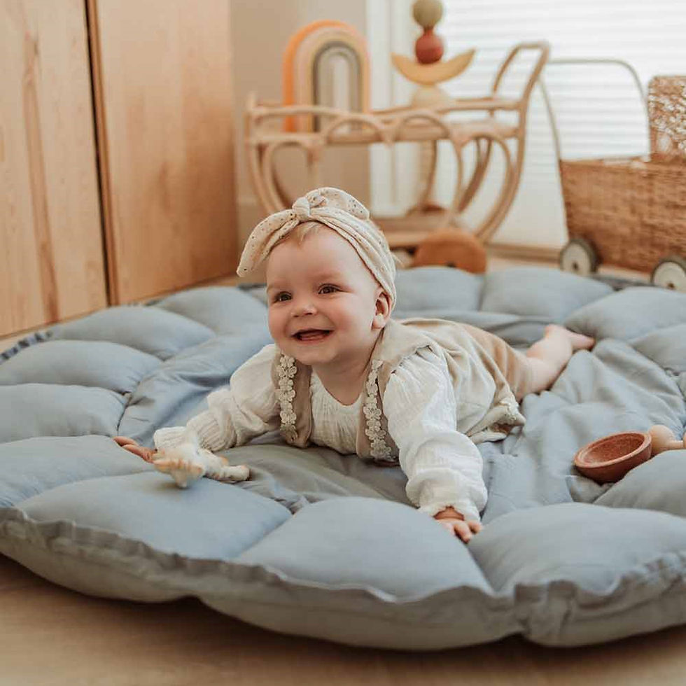Thumbnail: Bloom Dusty Blue Organic Babymat
