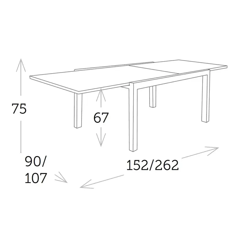 Thumbnail: Slide Extendable Rectangular Dining Table 152-262x107cm