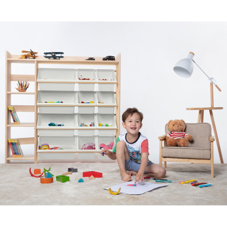 Thumbnail: Montessori Wooden Children's Bookshelf & Toy Organizer