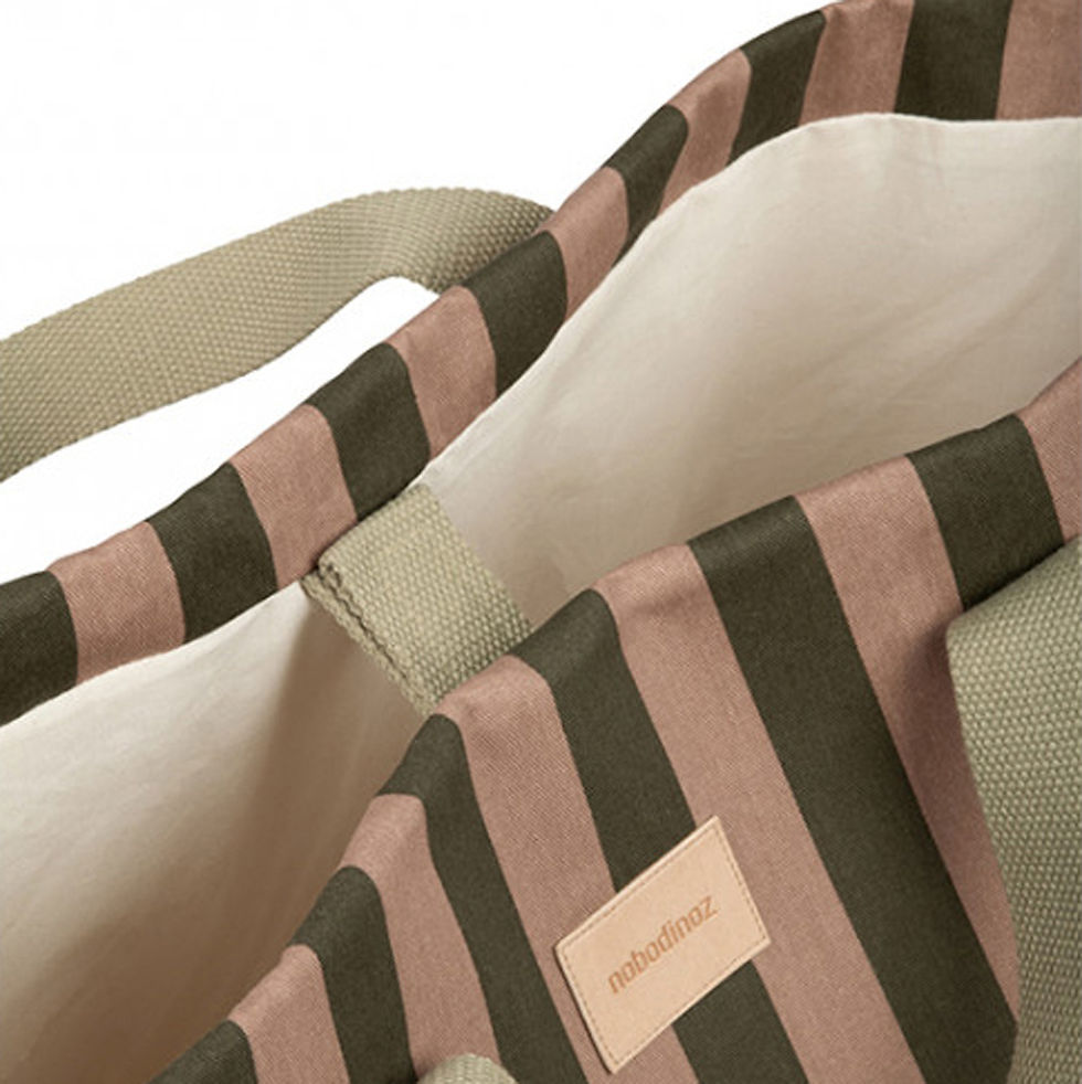 Thumbnail: Majestic Toybag - Green Taupe Stripes