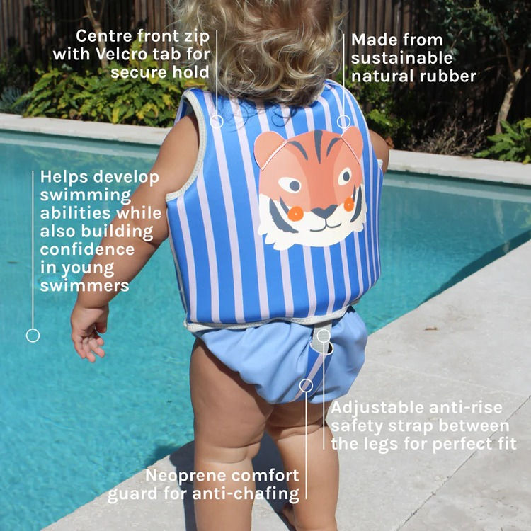 Thumbnail: Kids Swim Vest 1-2 - Tino the Tiger Blue