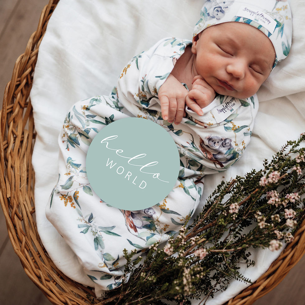 Thumbnail: Eucalypt Snuggle Swaddle & Beanie Set