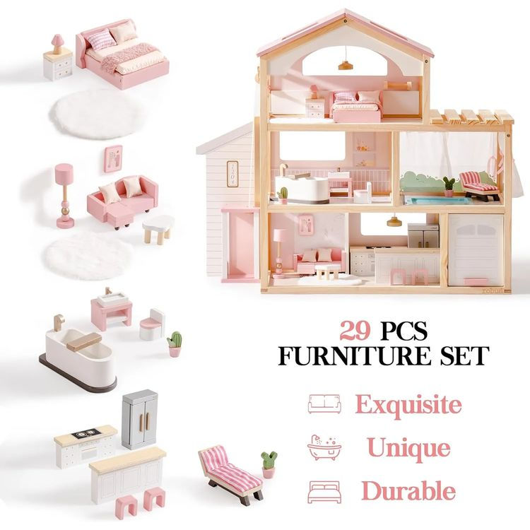 Thumbnail: Wooden Doll House - Dreamy Pink