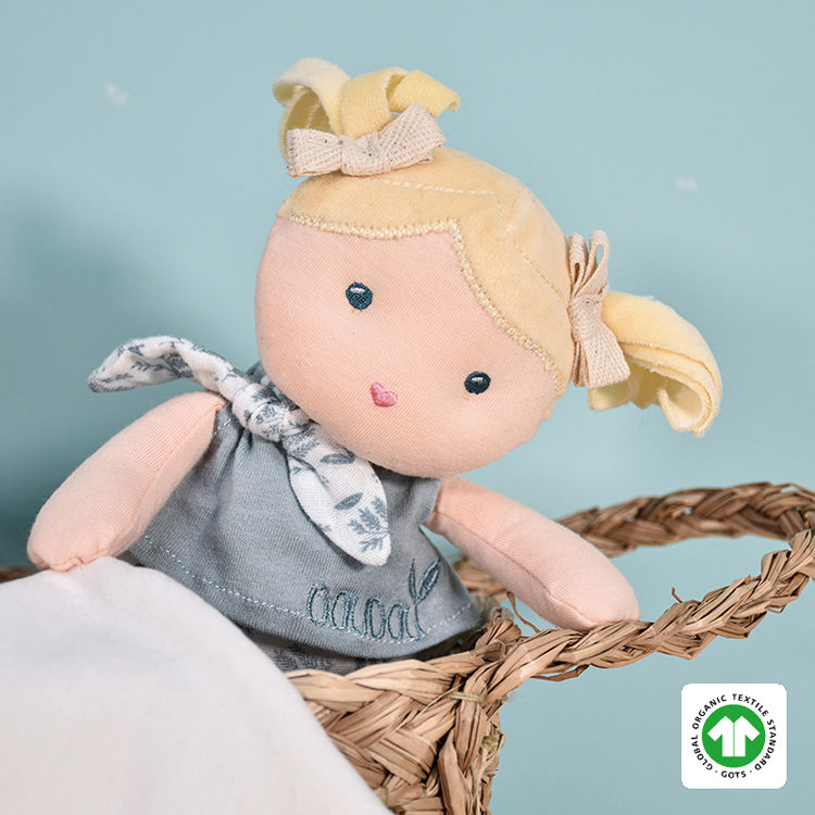 Thumbnail: Organic Cotton Rag Doll With Doudou - Bleuette