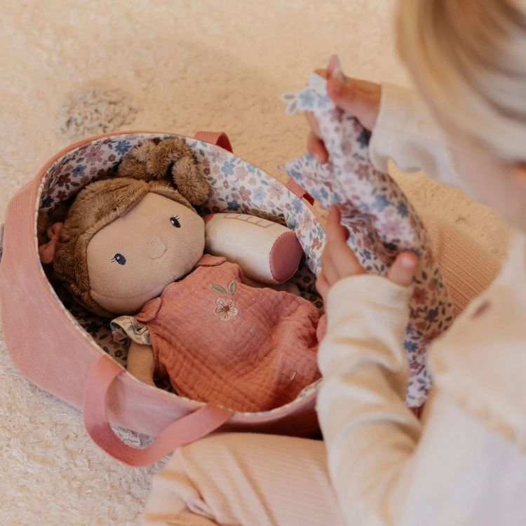 Thumbnail: Baby doll in basket Rosa