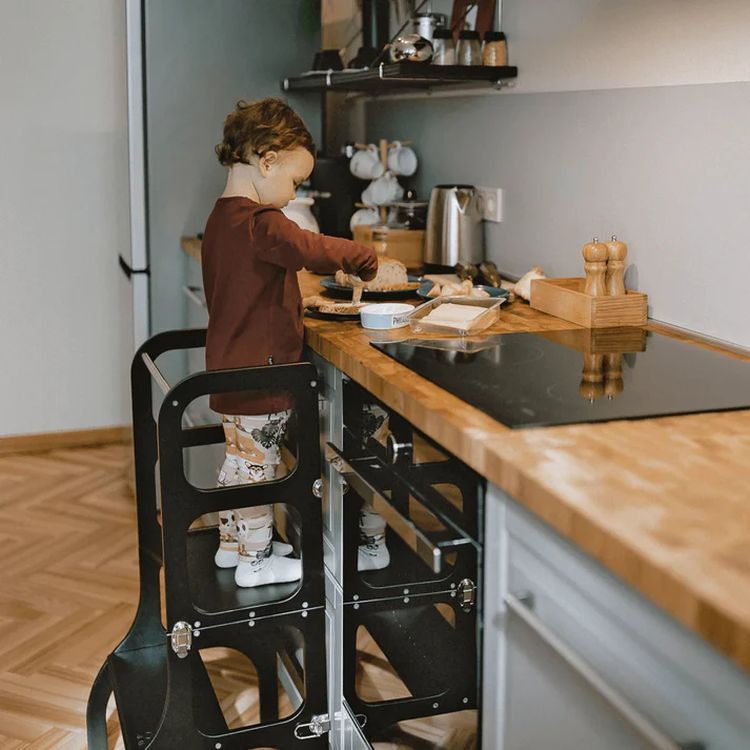 Thumbnail: STEP'n'SIT - Helper Tower - Table Convertible 2-in-1 - Black Black
