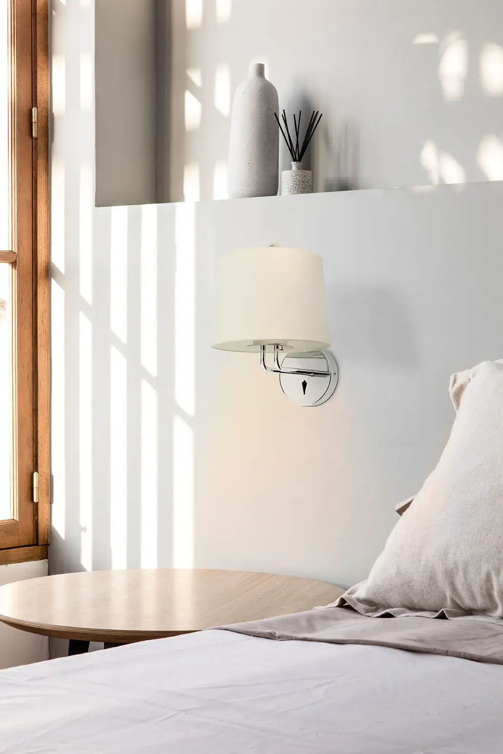 Thumbnail: Montreal Chrome & Beige Wall Lamp