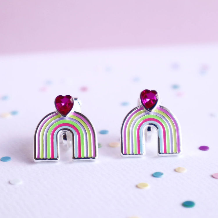 Thumbnail: Rainbow Heart Clip-On Earrings