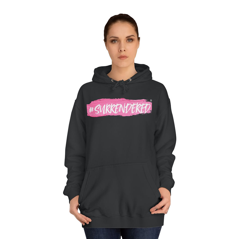 थंबनेल: Hoodie — #Surrendered Pink Brushstroke Graphic Hoodie