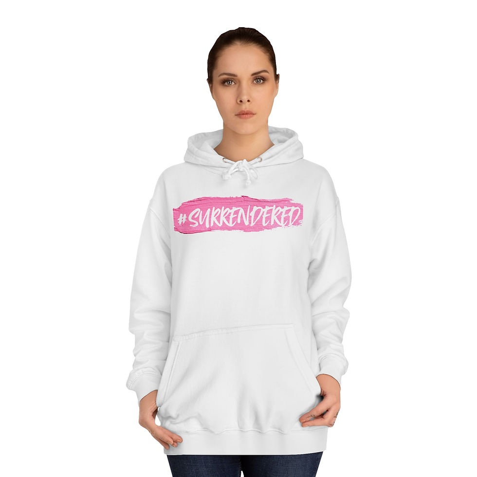 थंबनेल: Hoodie — #Surrendered Pink Brushstroke Graphic Hoodie