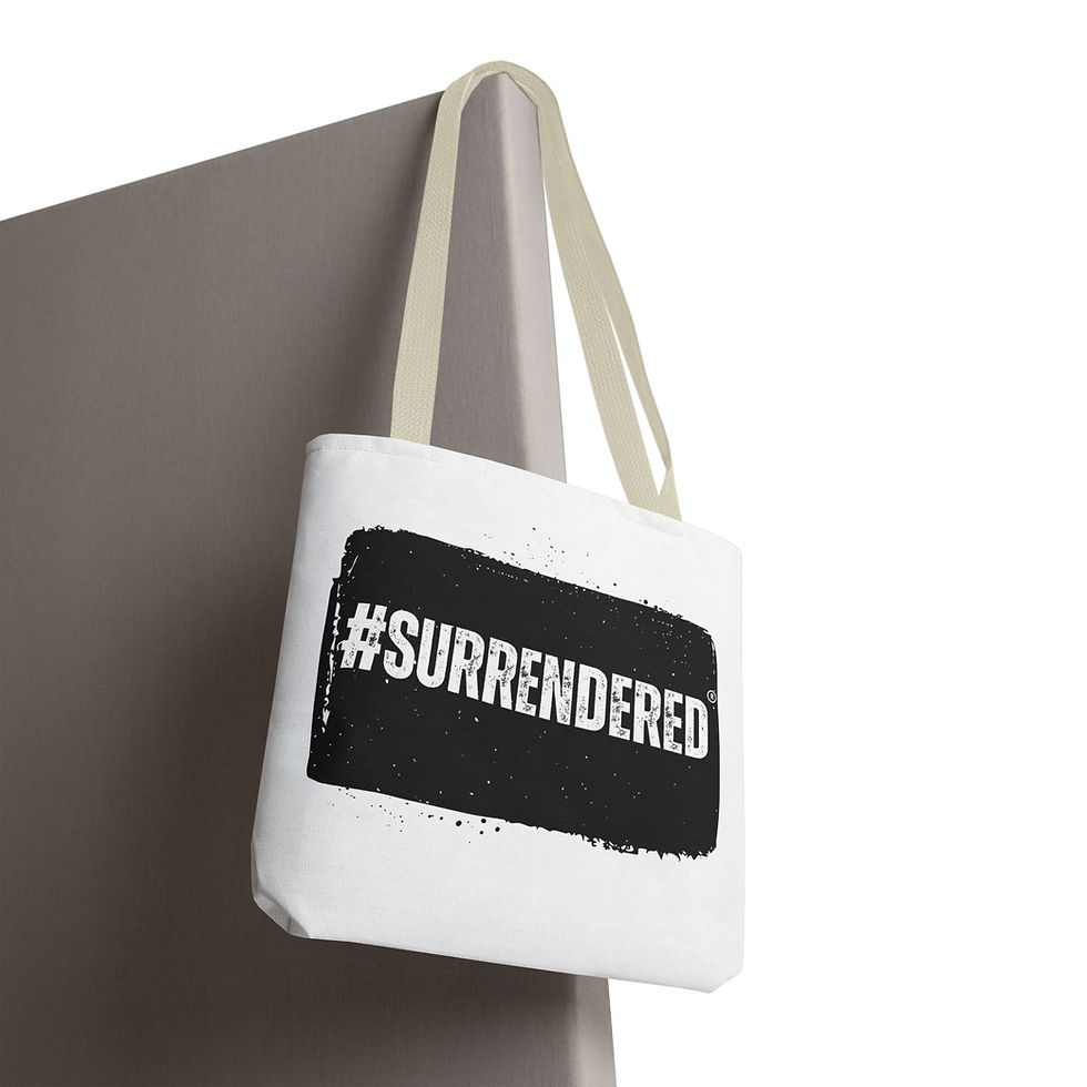 Miniatura: SURRENDERED Black Stamp of Approval Tote Bag (AOP)