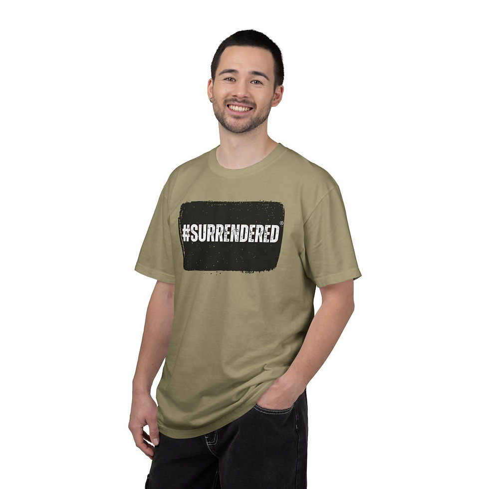 थंबनेल: #SURRENDERED Unisex T-Shirt — Distressed Hashtag Graphic Tee