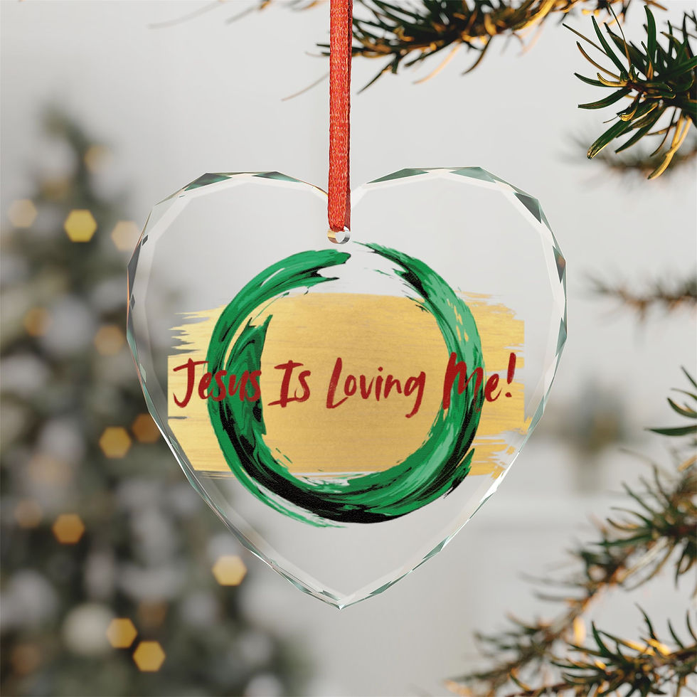 थंबनेल: Jesus Is Loving Me!™️ Crystal Glass Ornament | Christian Holiday Decoration