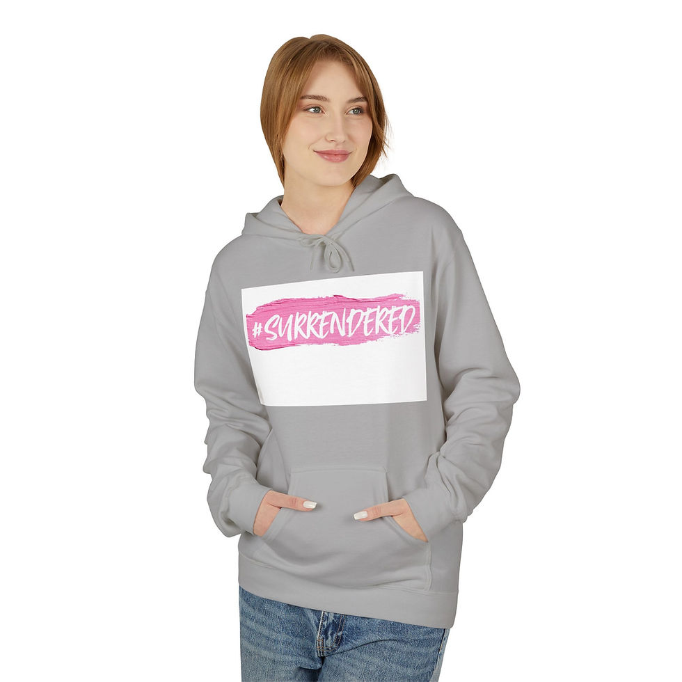 थंबनेल: #Surrendered Hoodie – Pink Paint Graphic Pullover