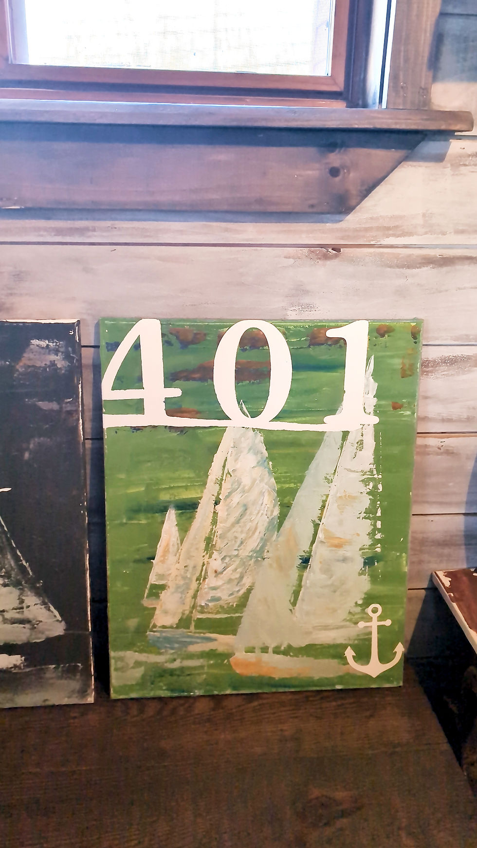 Thumbnail: 16x20 Acrylic Painting of Sailboats - Green 401 Rhode Island