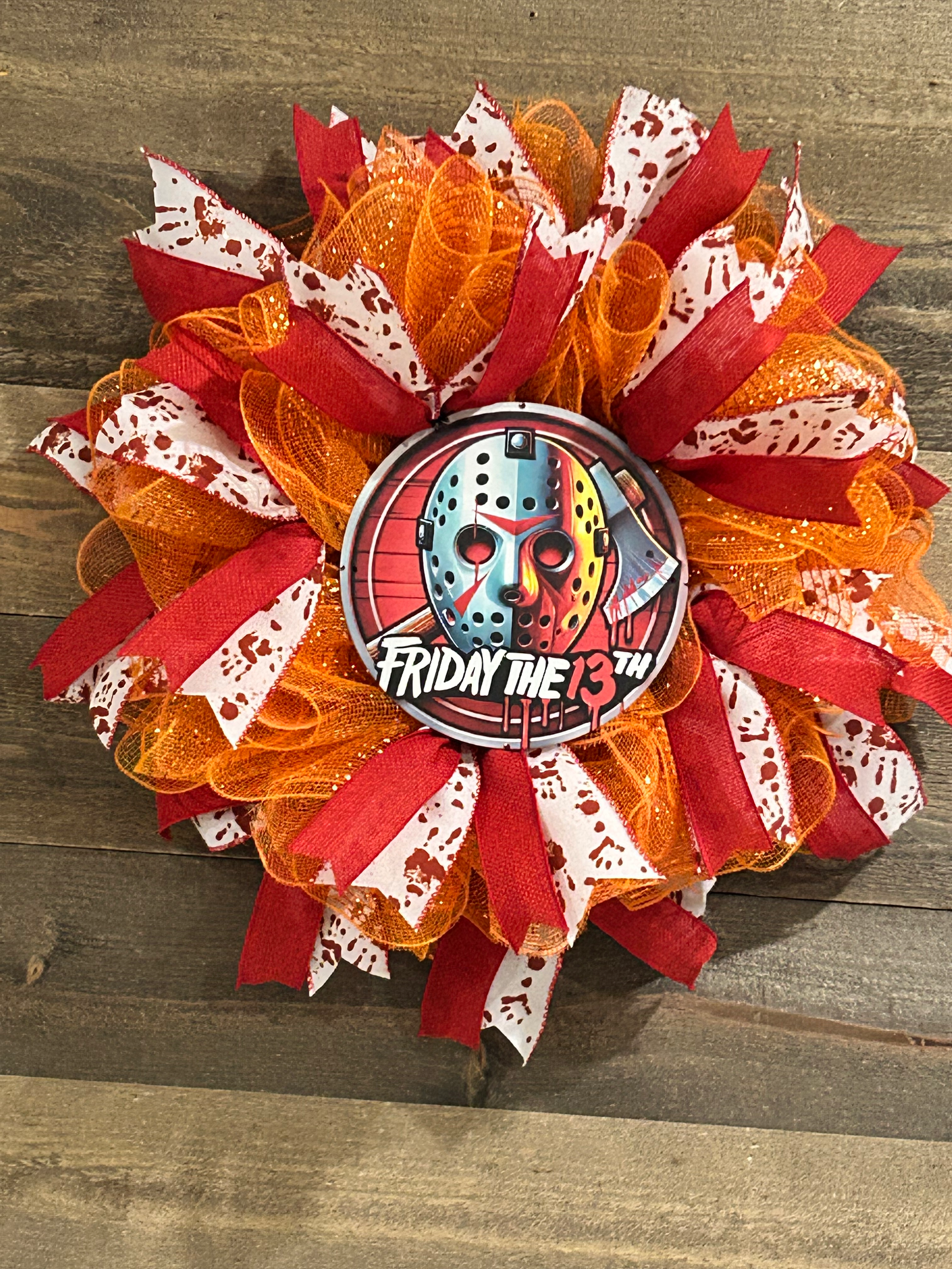 Jason Voorhees Horror Wreath: Friday the 13th Bloody Axe Decor