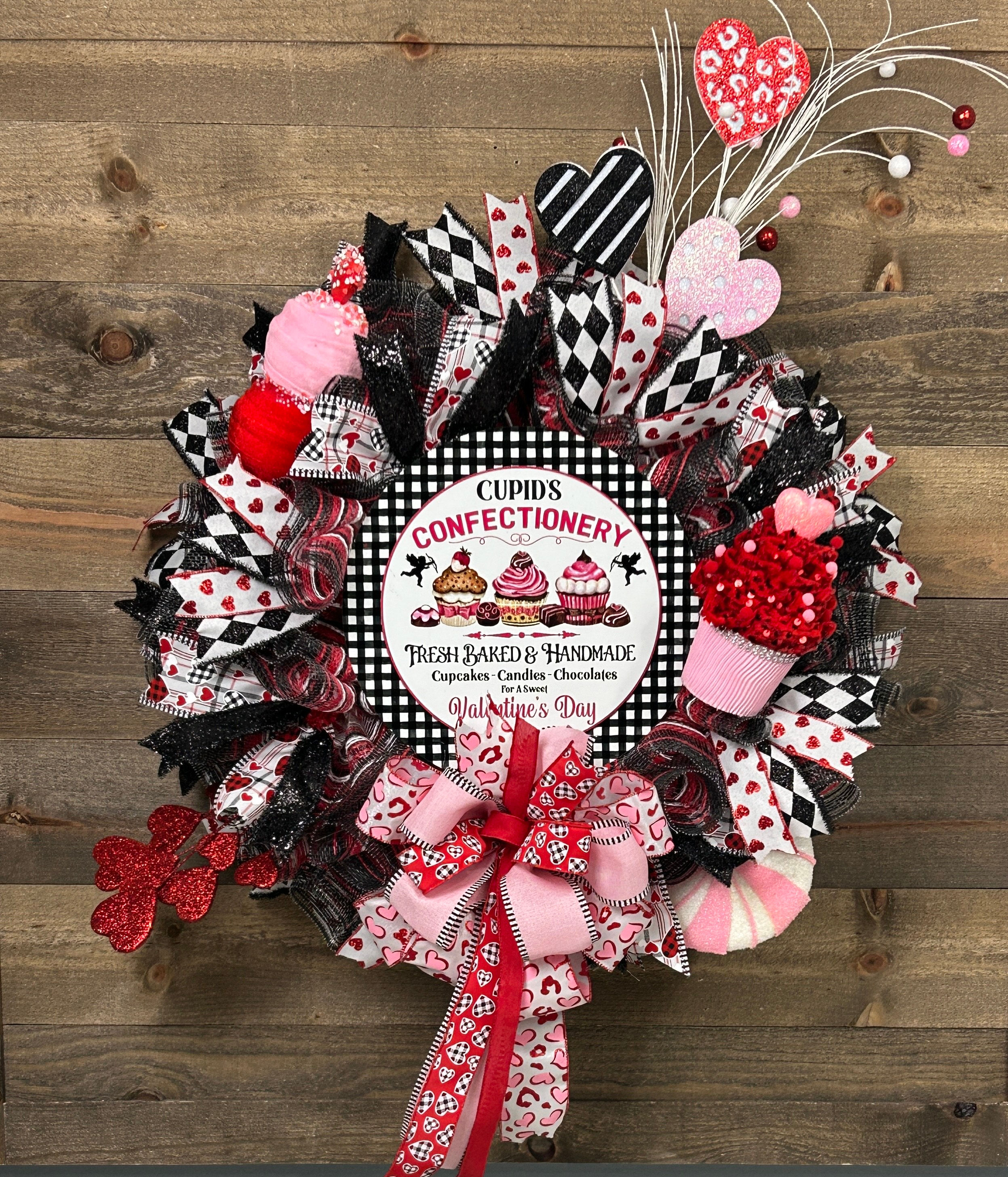 Cupid's Confectionery Valentine's Day Cupcake Deco Mesh Wreath