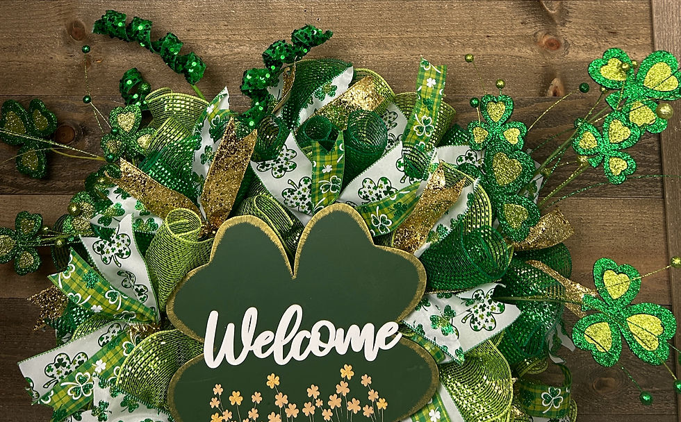 Thumbnail: Welcome Shamrock Deco Mesh Wreath
