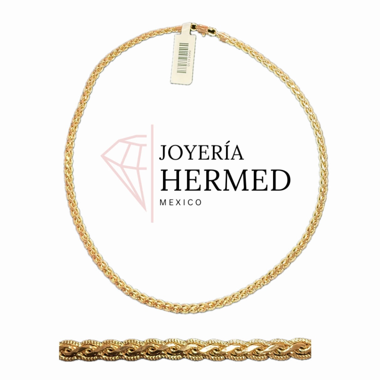 Cadena Espiga Planchada Diamantada