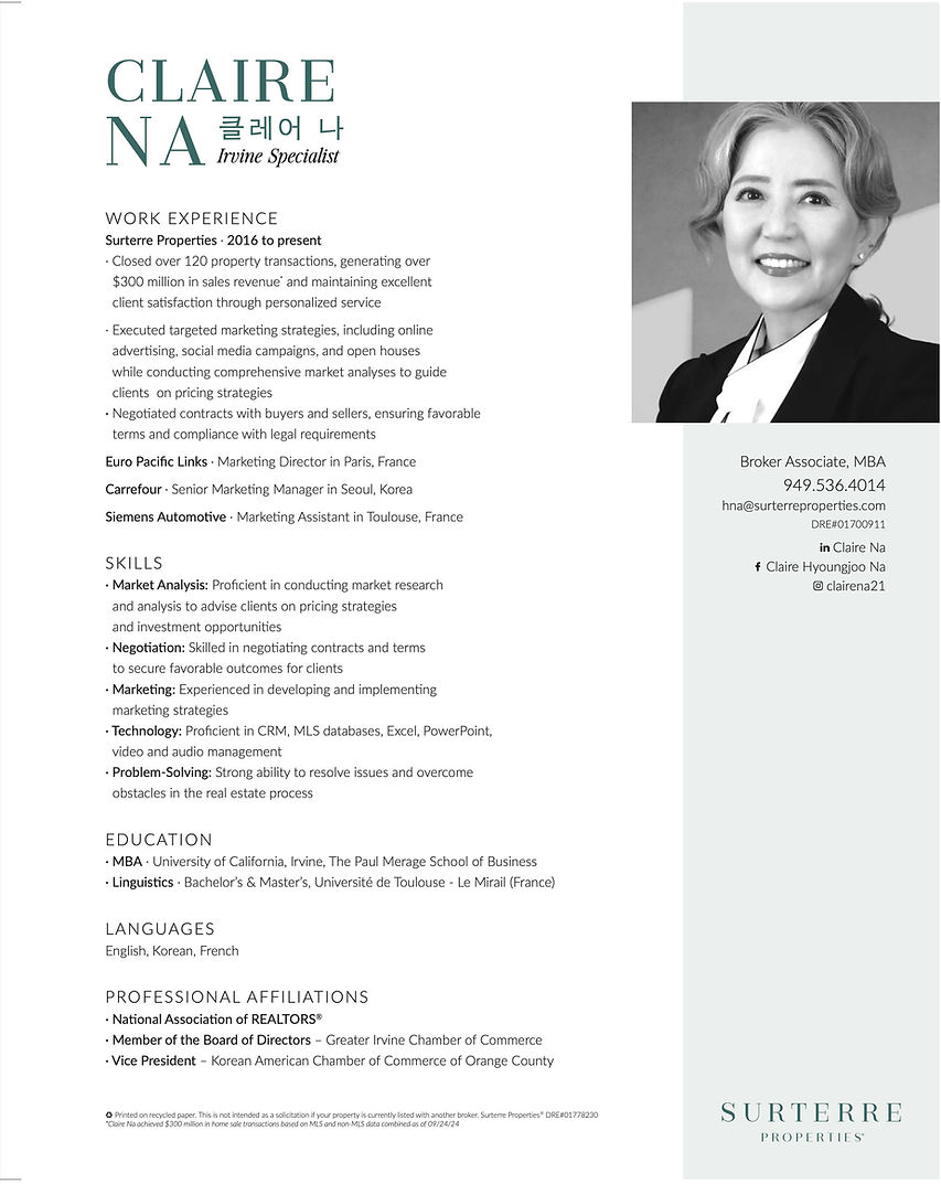 claire na real estate agent in irvine