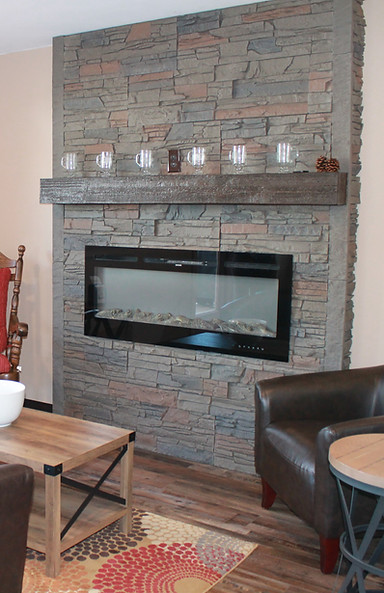 The Buzz of UC Cafe interor, with a beautiful fireplace.