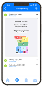 Phone showing Cleaning History logs