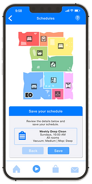Phone showing Save Schedule page for scheduled cleanings