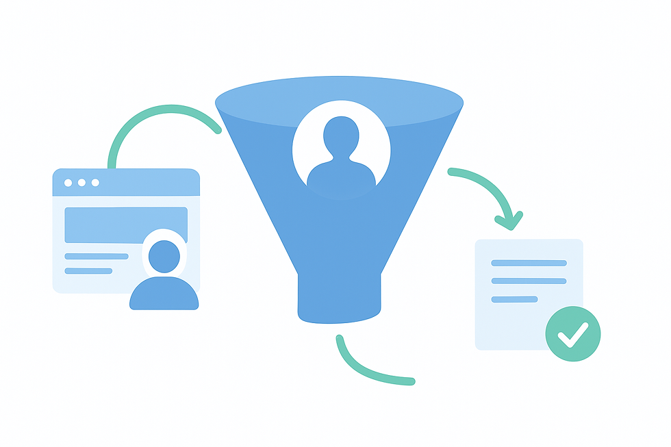 Marketing Funnel von Website-Besucher zu Lead Conversion in minimalem Flat Design