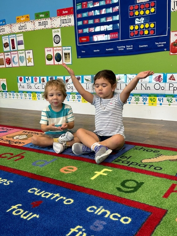 Excelsior Preschool Student practicing SEL deep breathing