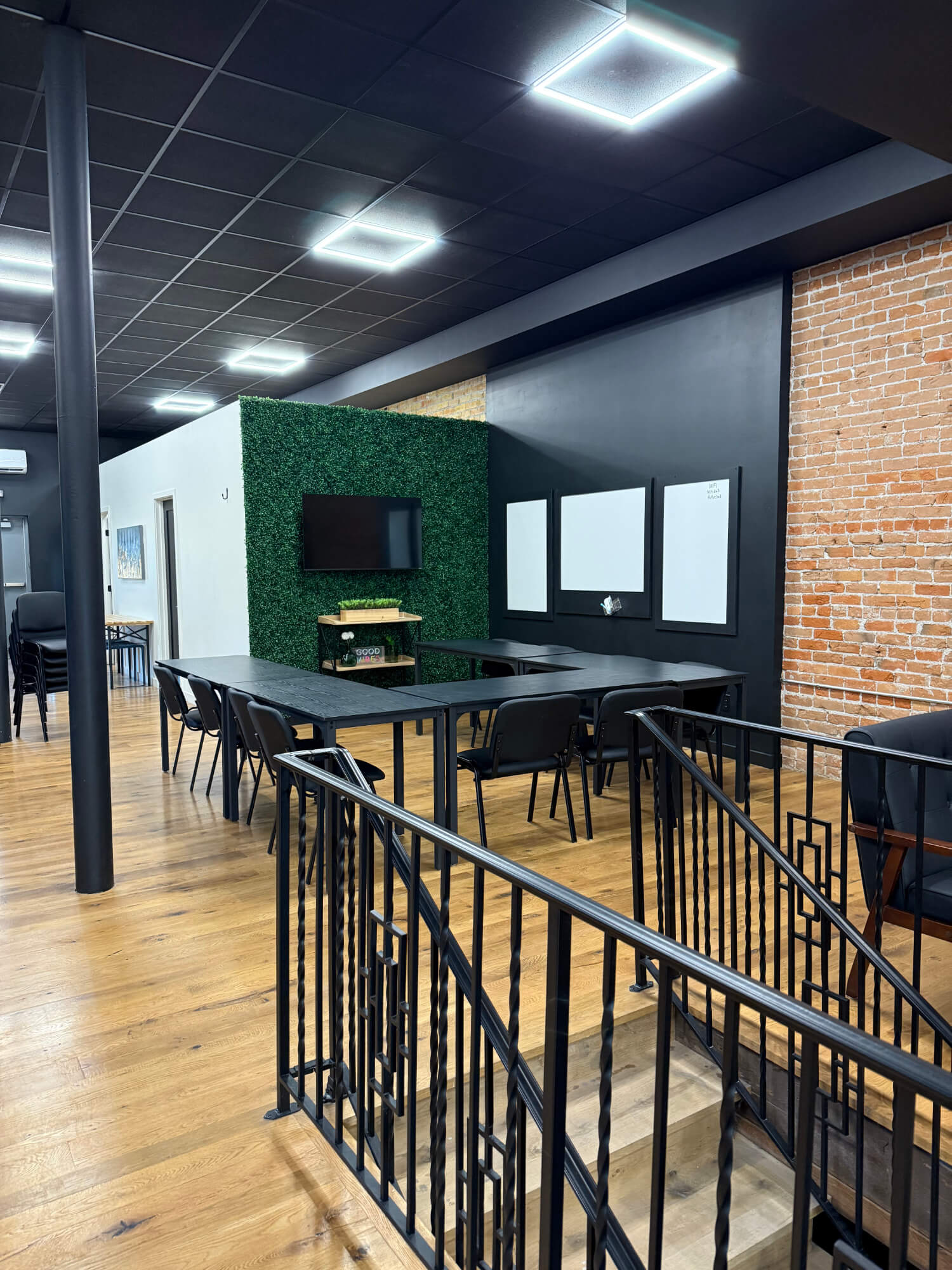 Angled view of the workshop and event space located at Persnickety Social Marketing + Design Co. in Idaho Falls on Park Ave.