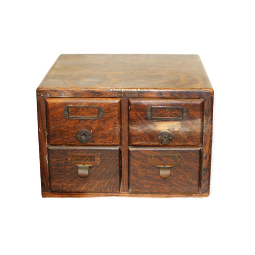 Antique Card File Box Chateau Village